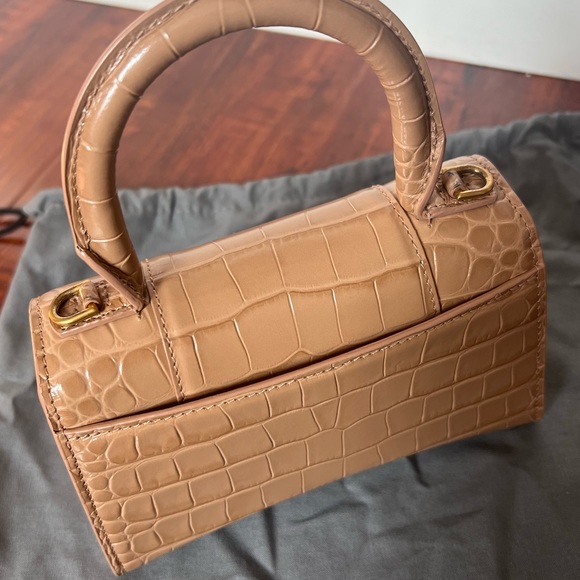 Balenciaga hourglass XS HANDBAG CROCODILE EMBOSSED nude color - Picture 6 of 8
